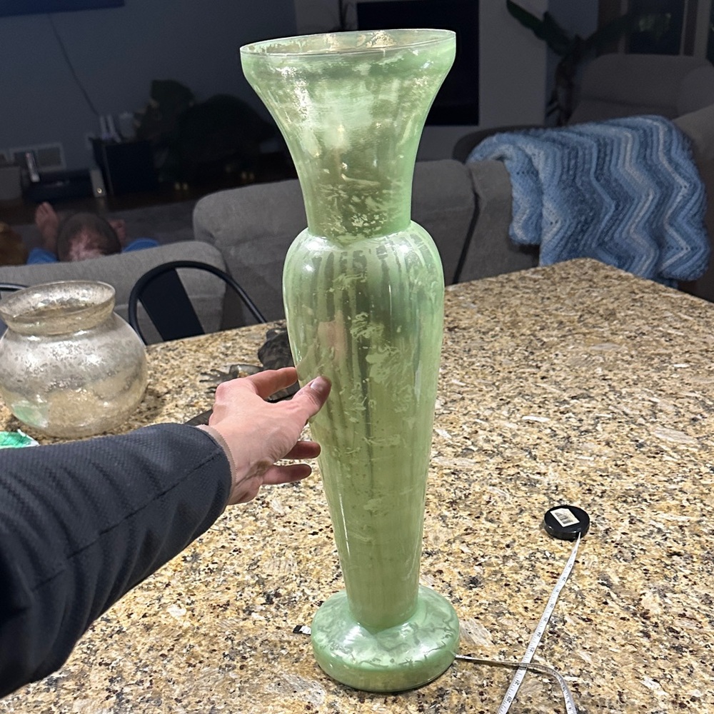 Pier 1 pearlescent Green Vase